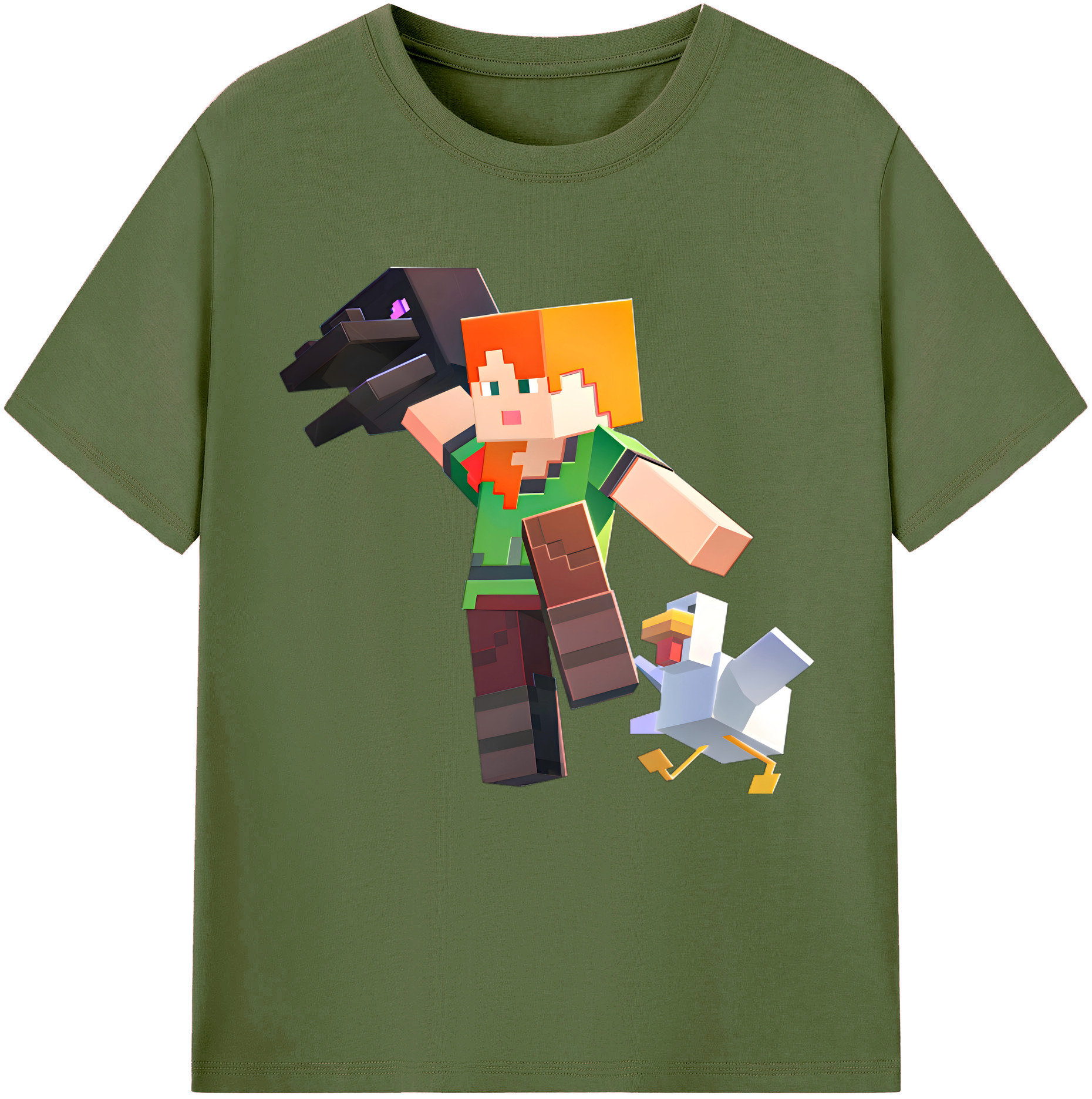 （画像用） マインクラフト ブロックの世界 Minecraft MC Block world 綿100％半袖Tシャツ（フロントプリント）